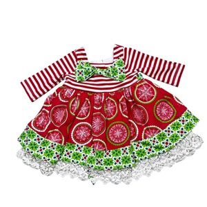 Counting Daisies Christmas Snowflake Dress Girls 12M Red Stripe‎ Lace Holiday